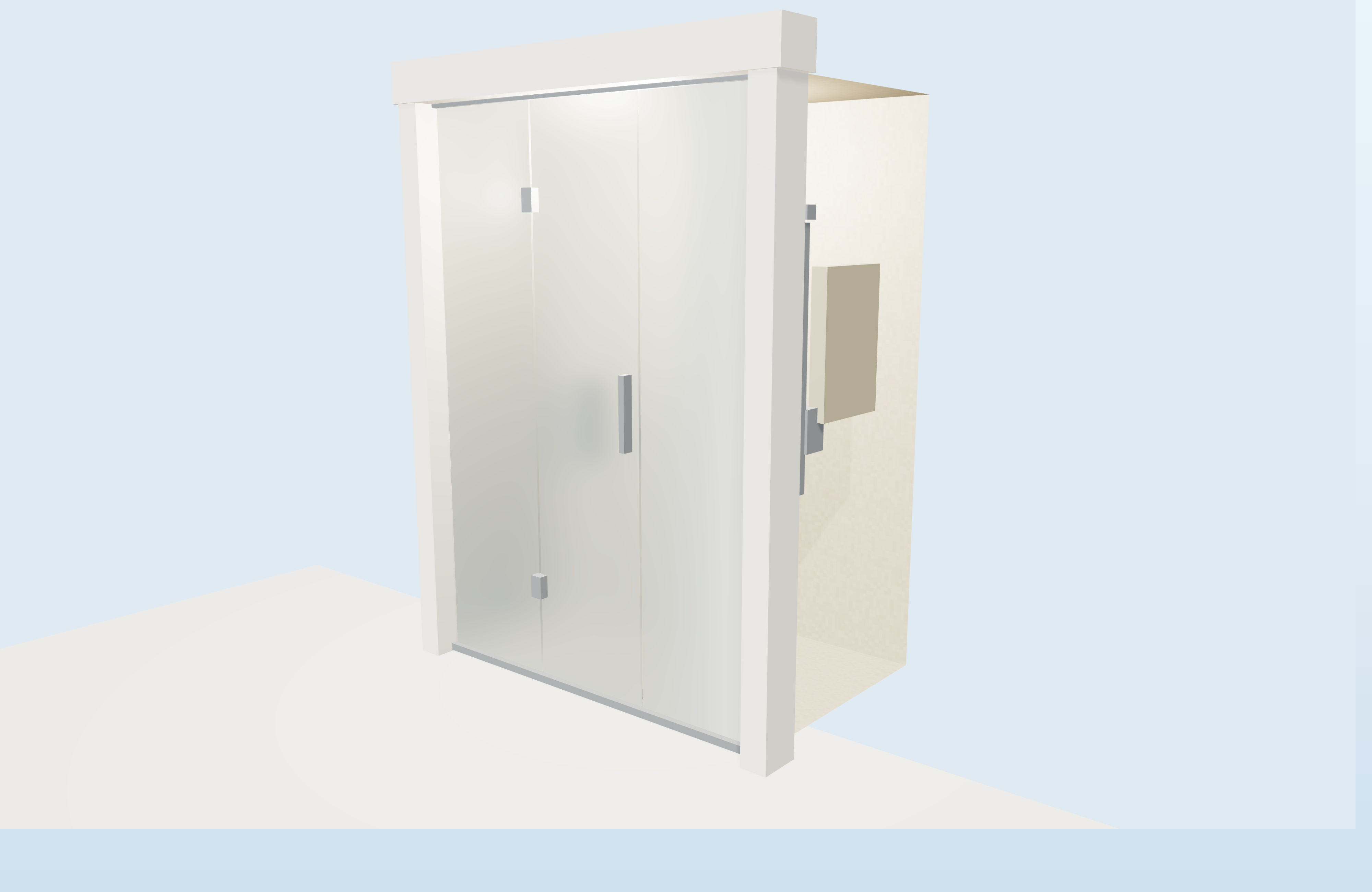 3D view of the steam room glass enclosure